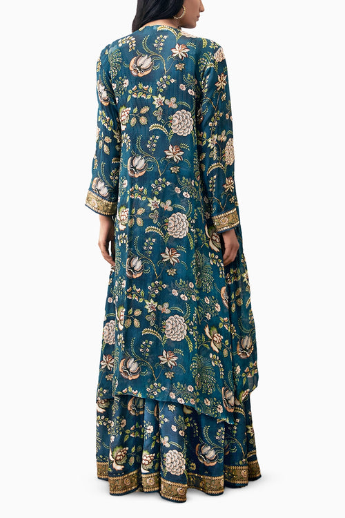Mehr Embroidered Green Lehenga Set With Jacket