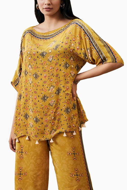 Zahra Embroidered Yellow Co-ord Set