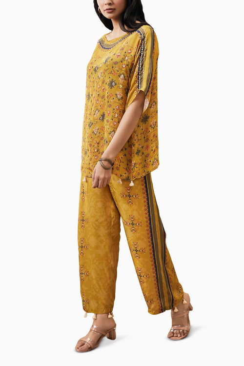 Zahra Embroidered Yellow Co-ord Set