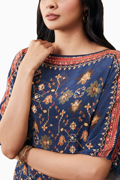 Zahra Embroidered Blue Co-ord Set