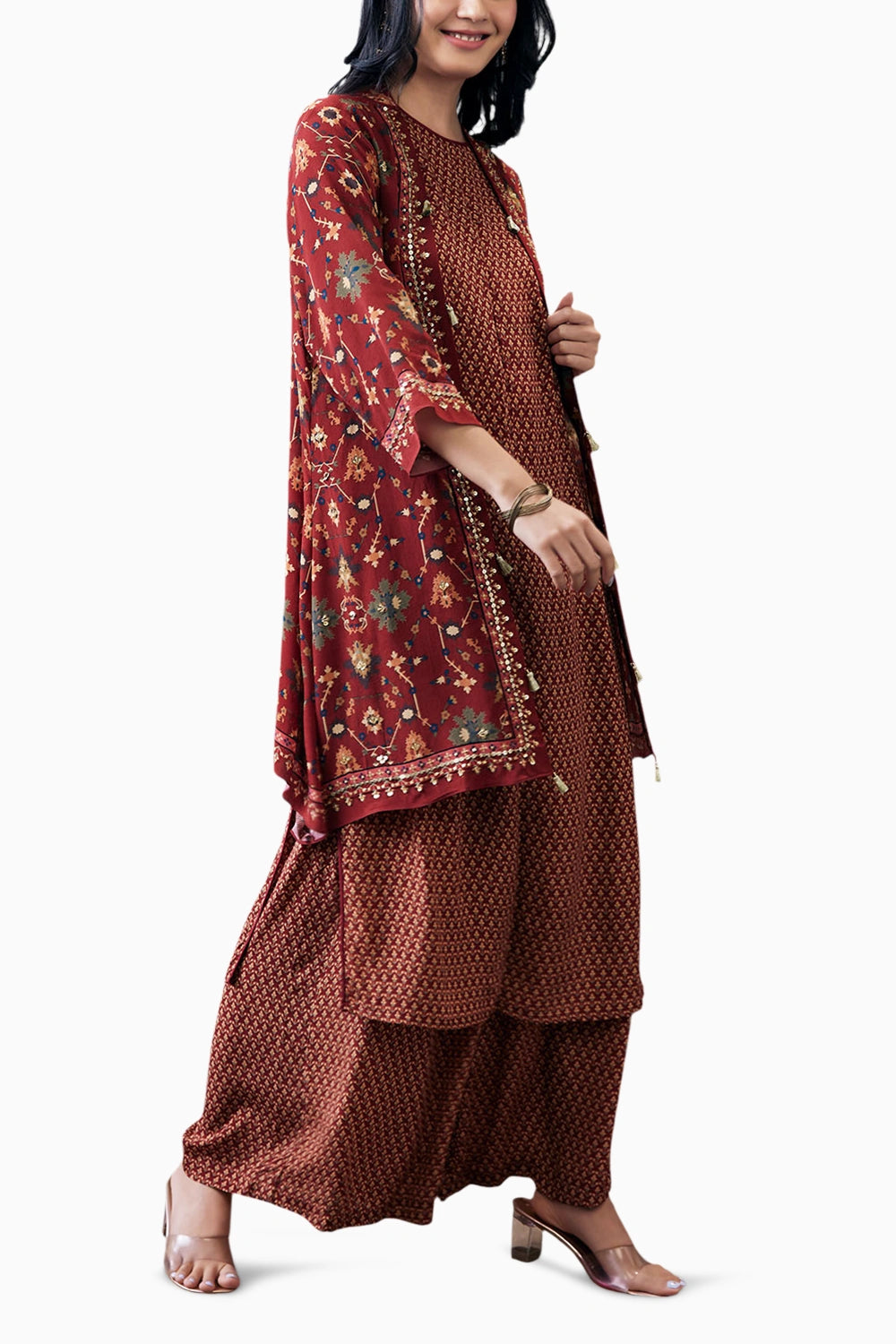 Zahra Printed Kurta Set With Jacket