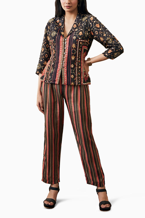 Zahra Embroidered Black Co-ord Set