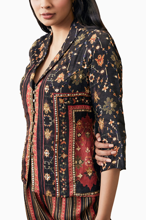 Zahra Embroidered Black Co-ord Set