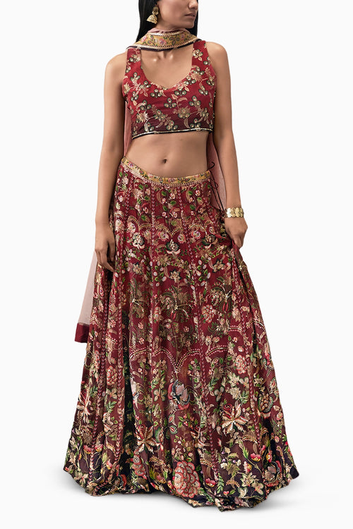 Mehr Embroidered Lehenga Set With Dupatta