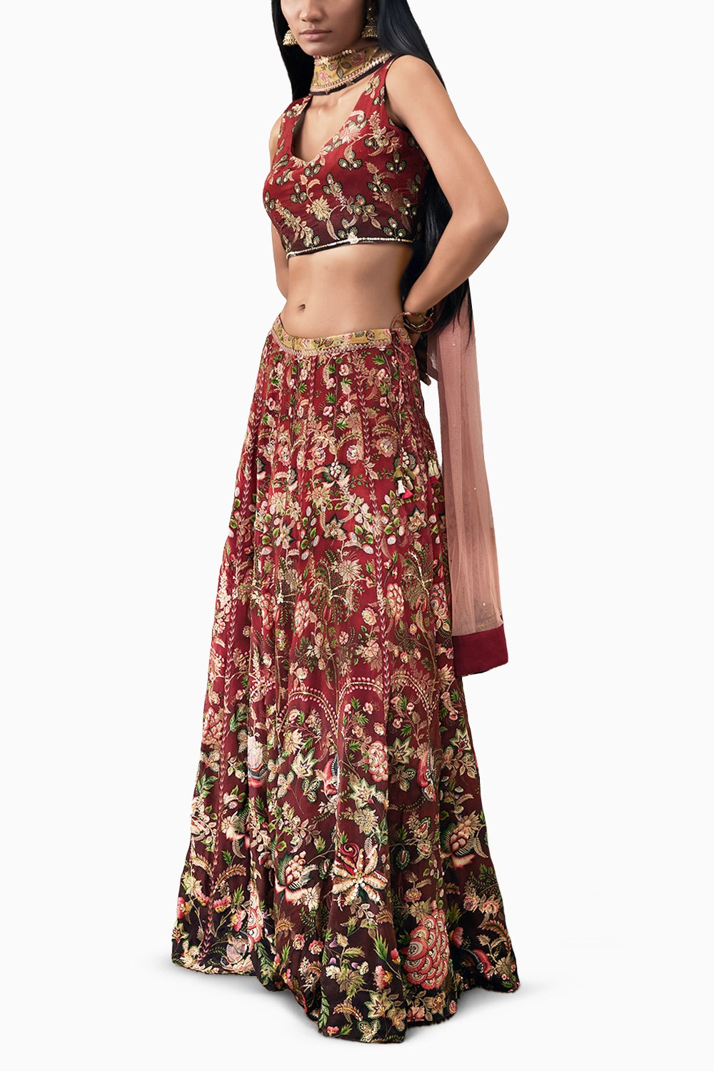 Mehr Embroidered Lehenga Set With Dupatta