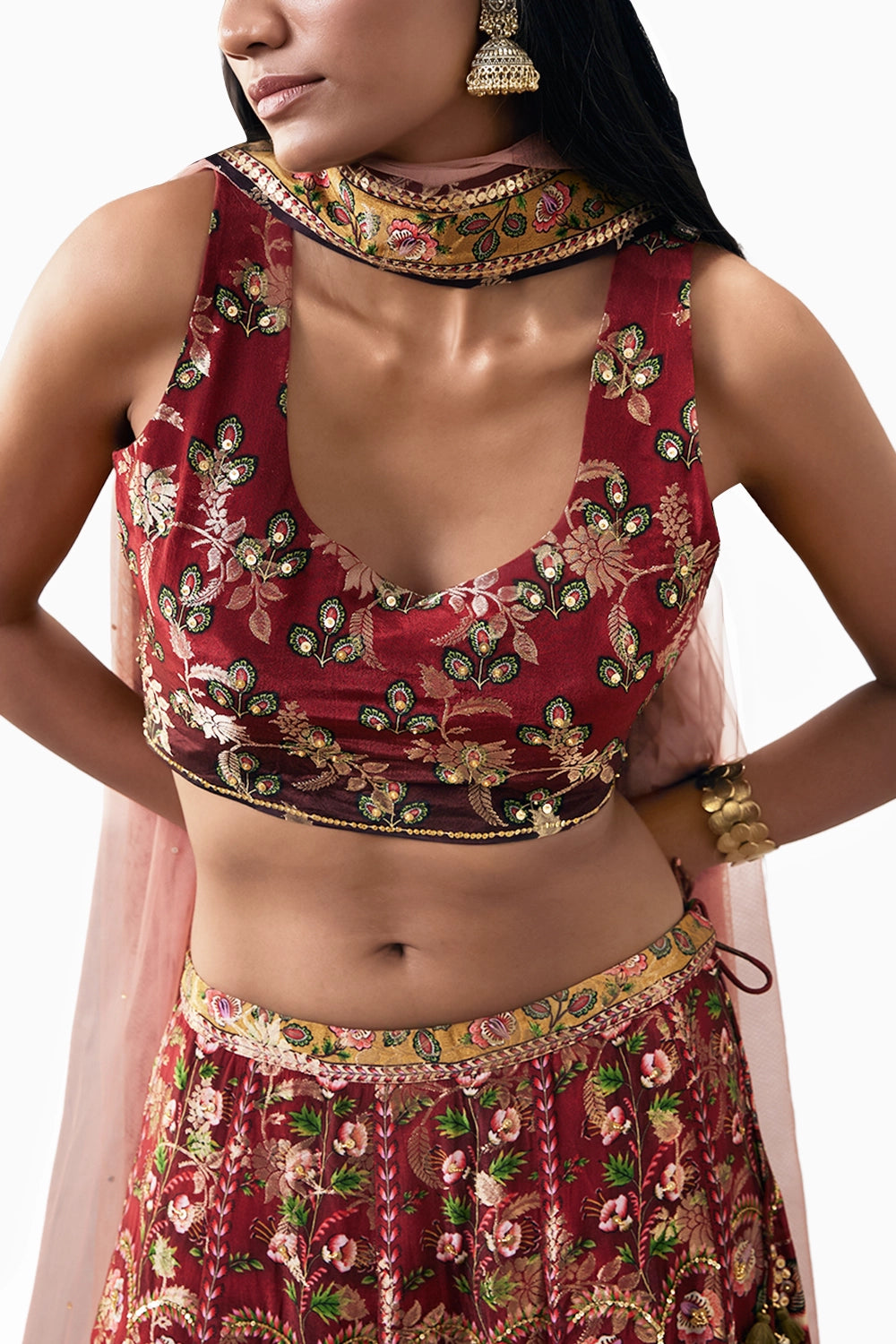 Mehr Embroidered Lehenga Set With Dupatta