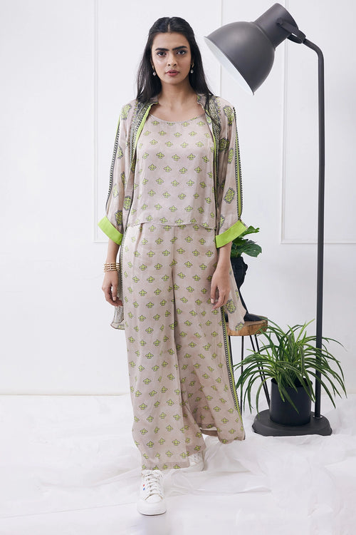 Ela Printed Co-ord Set With Jacket