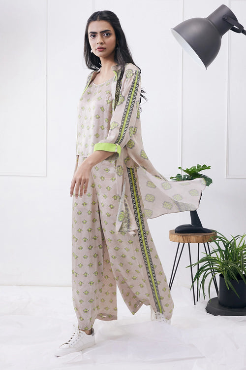 Ela Printed Co-ord Set With Jacket