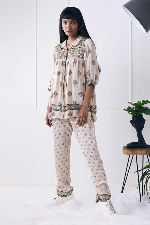 Ela Printed Beige Co-ord Set