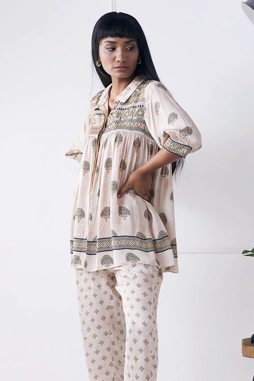 Ela Printed Beige Co-ord Set