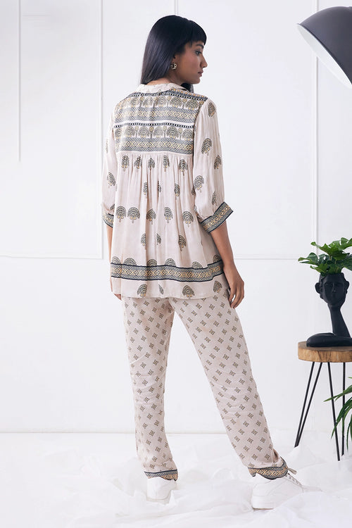 Ela Printed Beige Co-ord Set