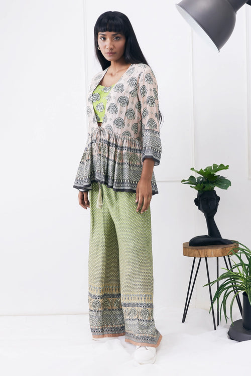 Ela Printed Co-ord Set With Peplum Jacket