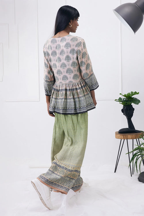 Ela Printed Co-ord Set With Peplum Jacket