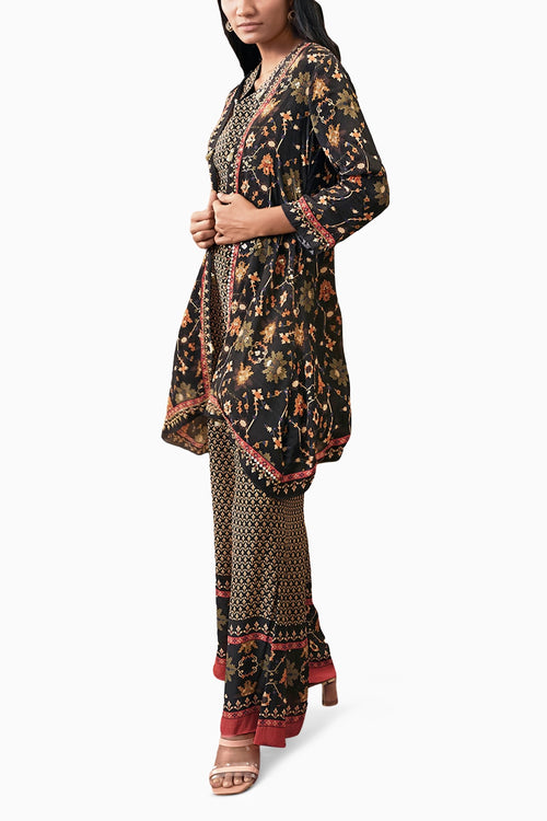 Zahra Embroidered Co-ord Set With Jacket