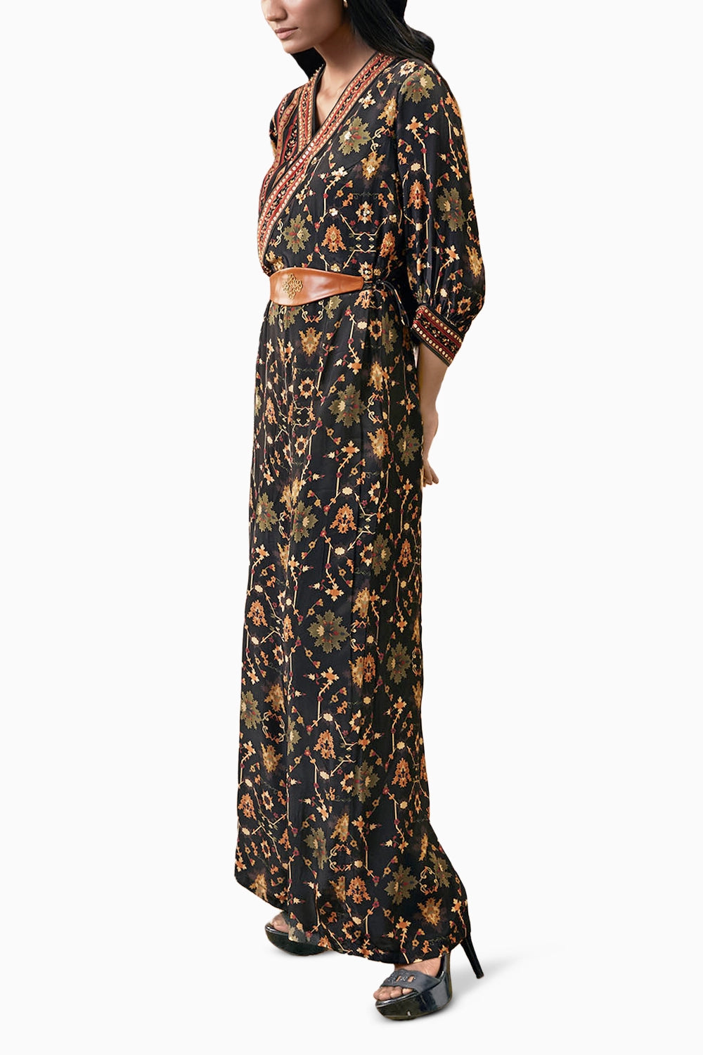 Zahra Printed Overlap Jumpsuit With Belt