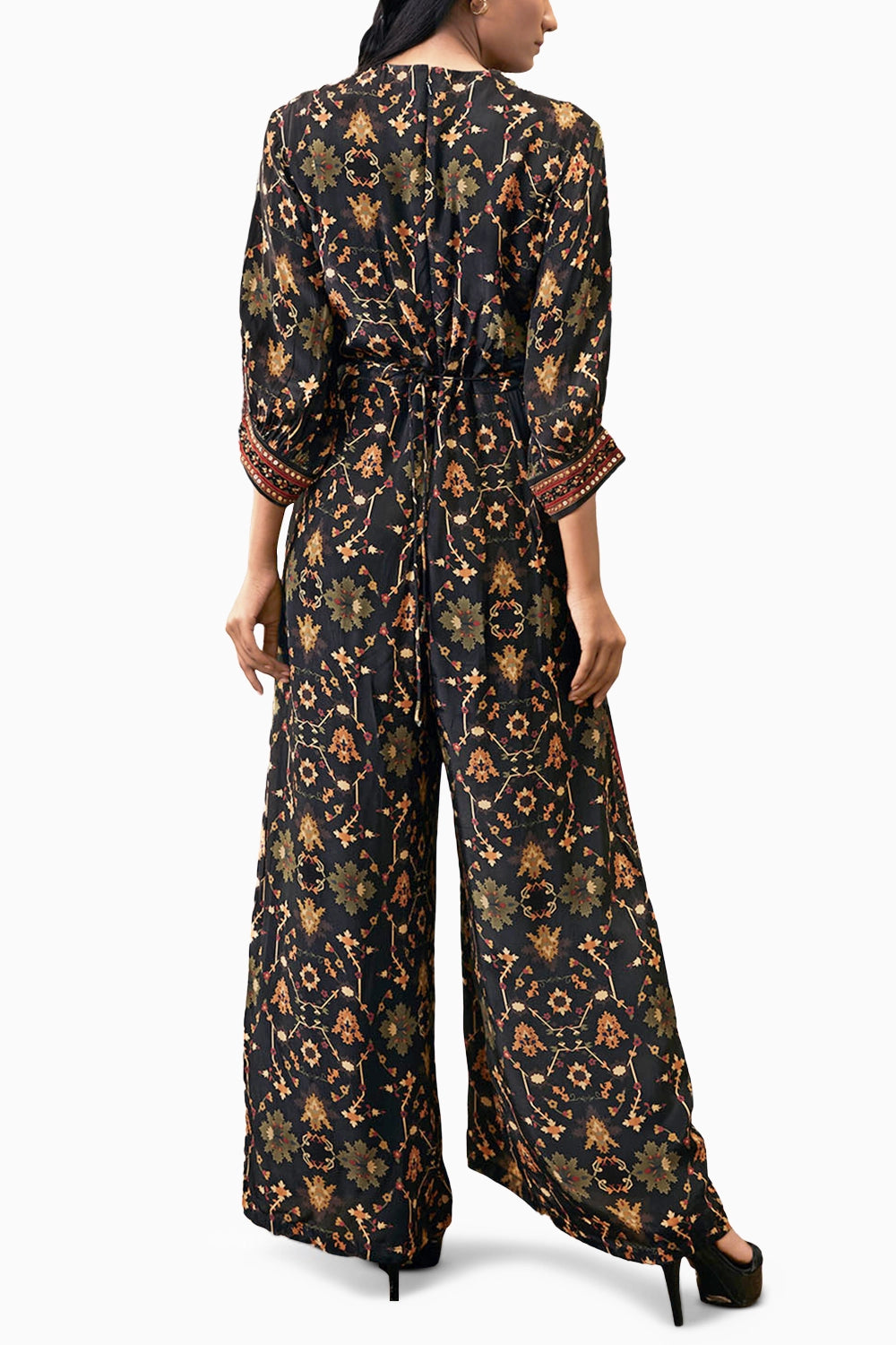 Zahra Printed Overlap Jumpsuit With Belt