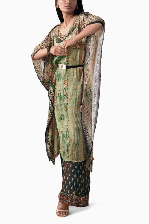 Ikaya Embroidered Kaftan Set With Belt