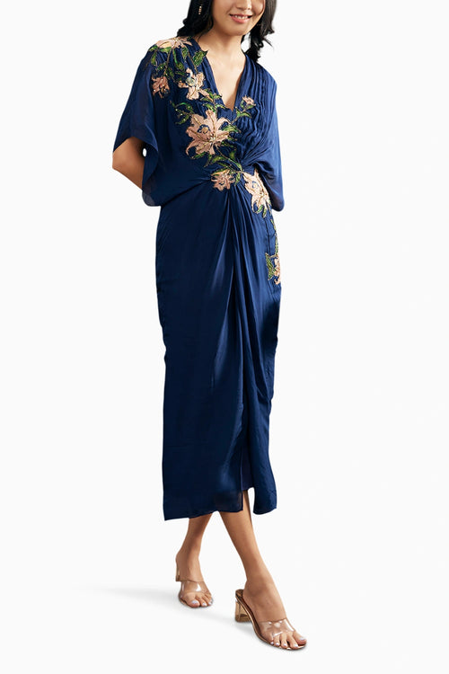 Orchid Bloom Embroidered Patchwork Dress
