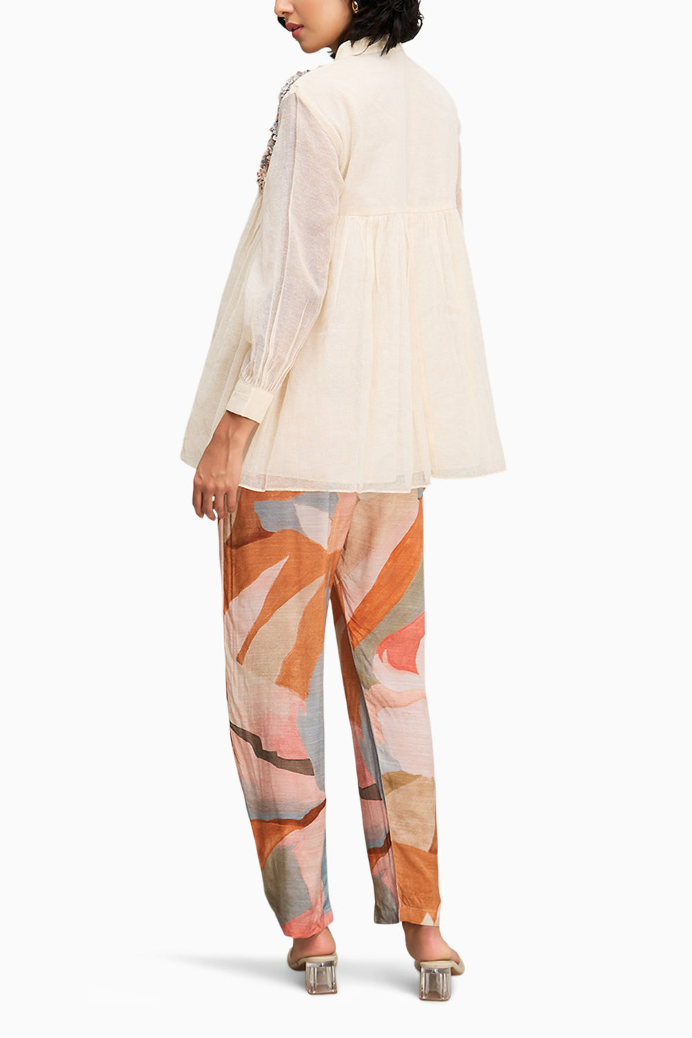 Off White Conversational Embellished Co Ord Set