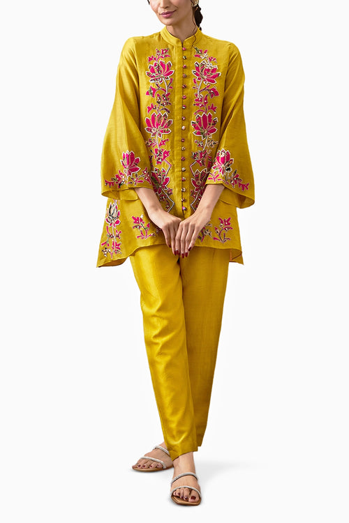 Meher Applique Yellow Co-ord Set
