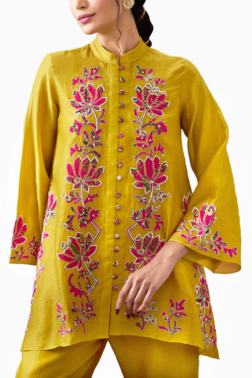 Meher Applique Yellow Co-ord Set