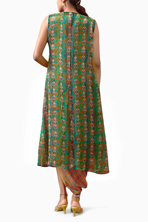 Adah Printed Dress with Embroidered Jacket