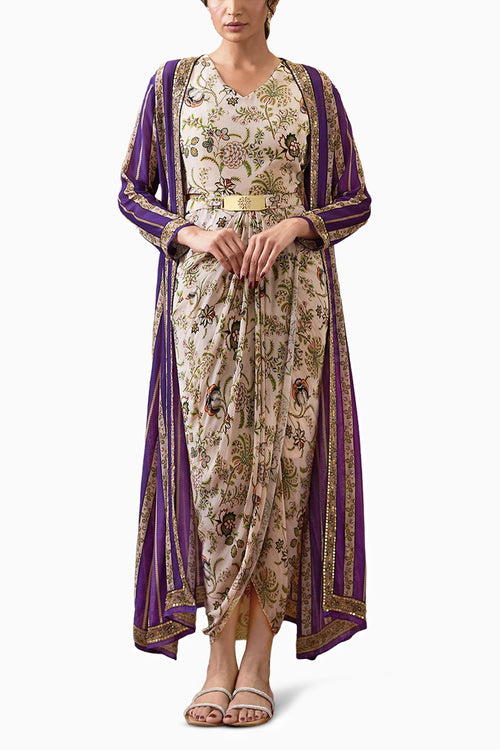 Mehr Drape Dress With Printed Jacket