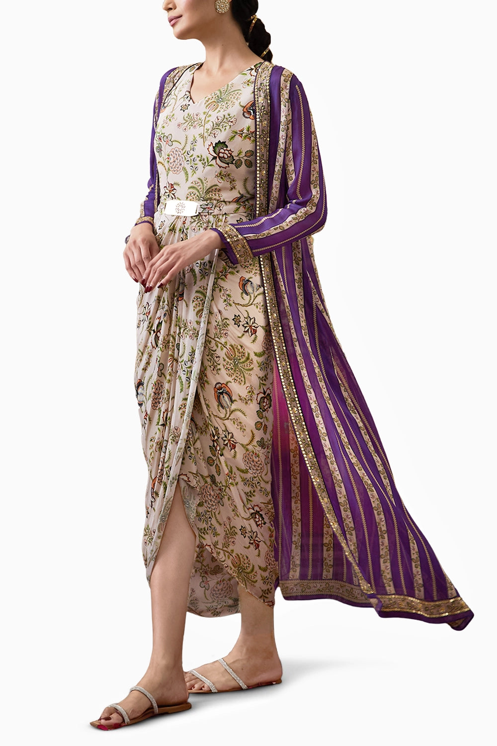 Mehr Drape Dress With Printed Jacket