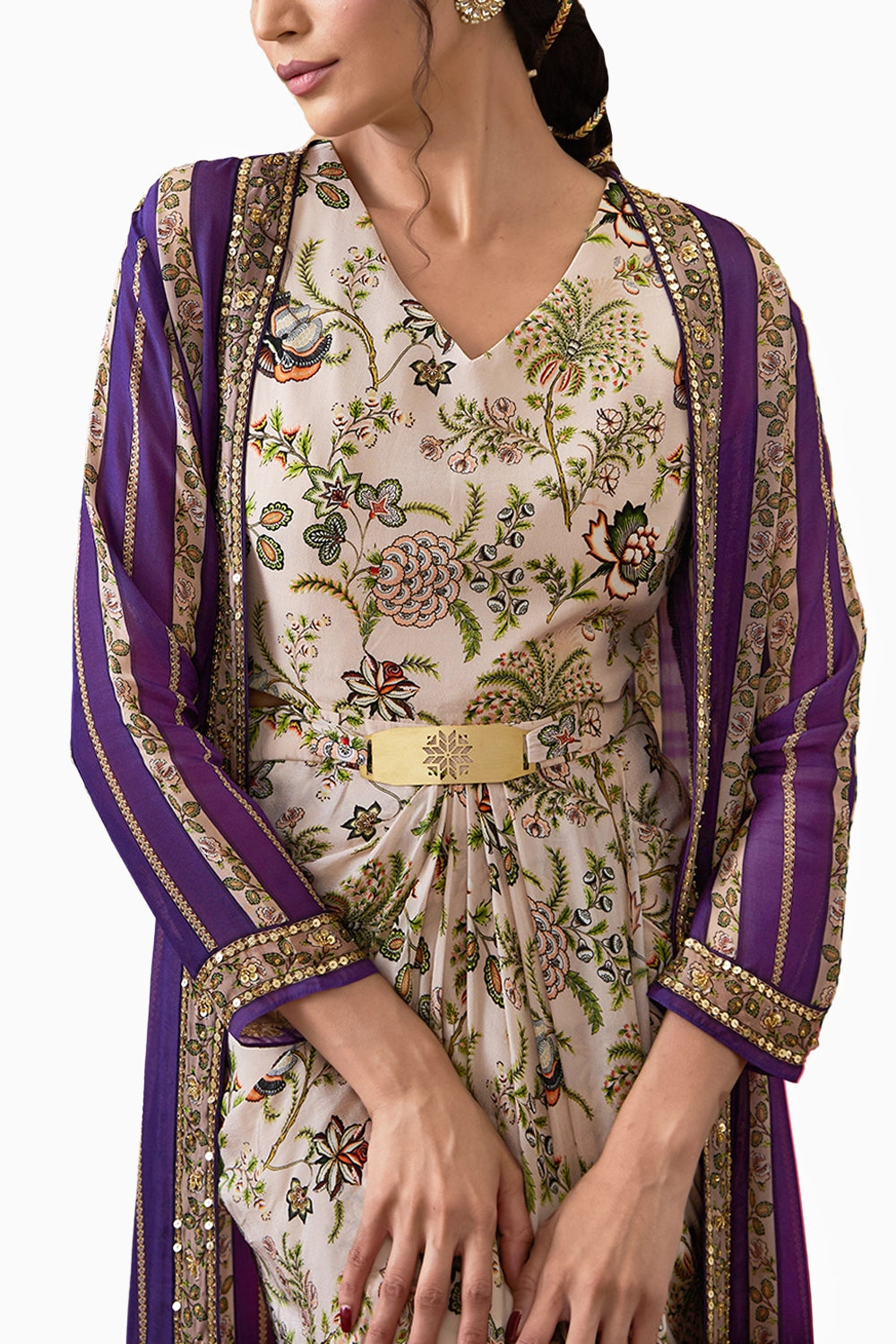 Mehr Drape Dress With Printed Jacket