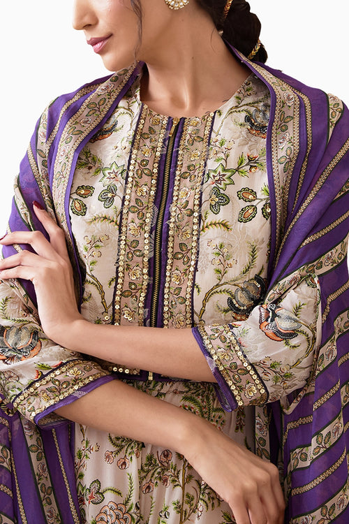 Mehr Printed Co-ord Set With Cape