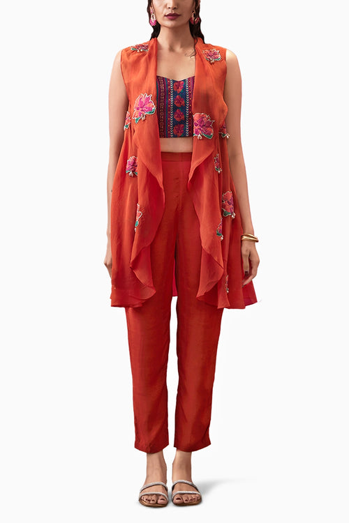 Adah Printed Co-ord Set With High-low Jacket