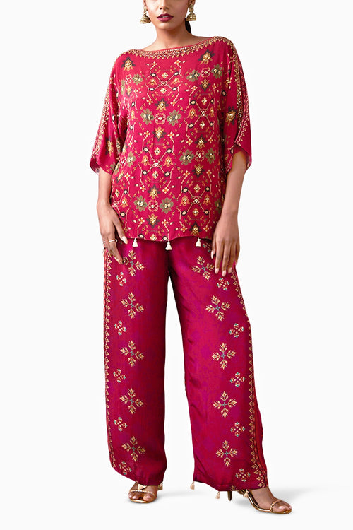 Zahra Embroidered Fuchsia Co-ord Set