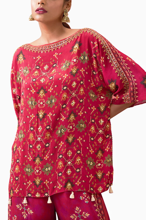 Zahra Embroidered Fuchsia Co-ord Set