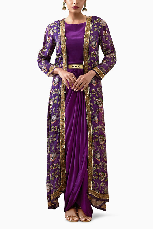 Mehr Printed Drape Dress With Jacket