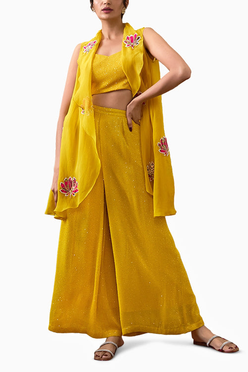 Mehr Applique Co-ord Set With High-Low Jacket