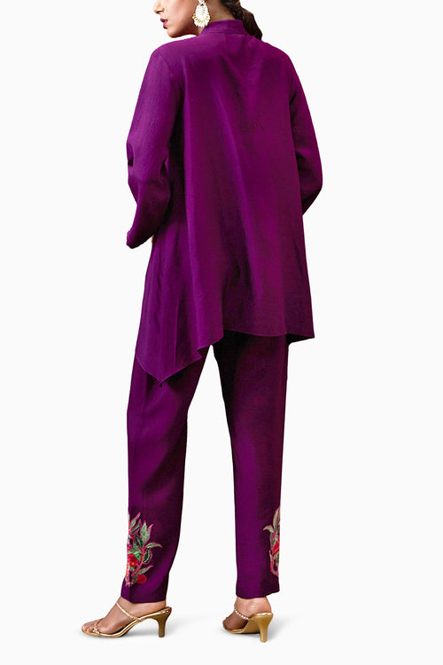 Zinnia Applique Purple Co-ord Set