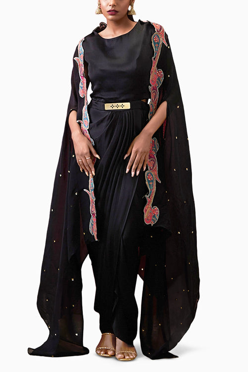 Qala Drape Dress With Applique Cape