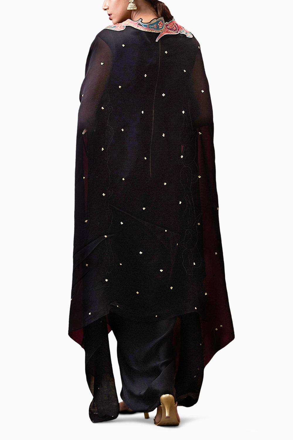 Qala Drape Dress With Applique Cape