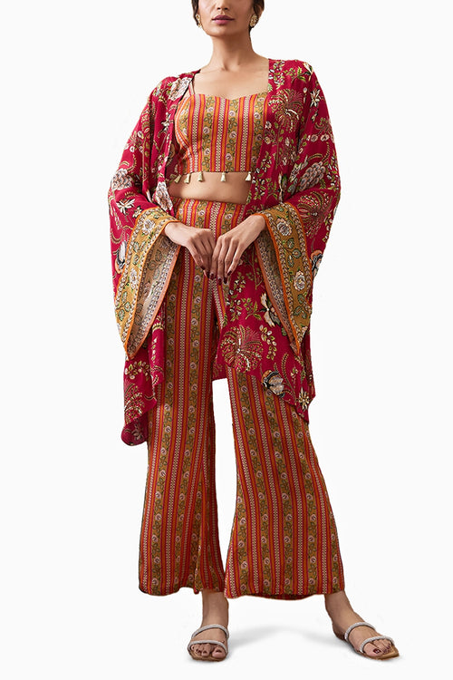 Mehr Embroidered  Co-ord Set With Kimono Jacket