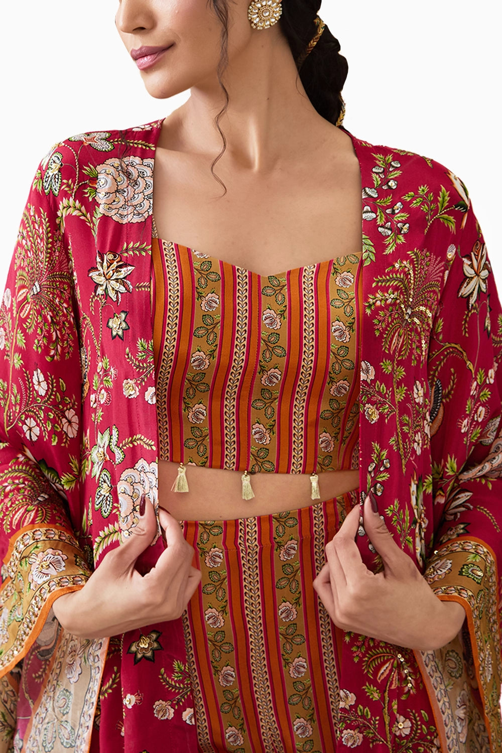 Mehr Embroidered  Co-ord Set With Kimono Jacket