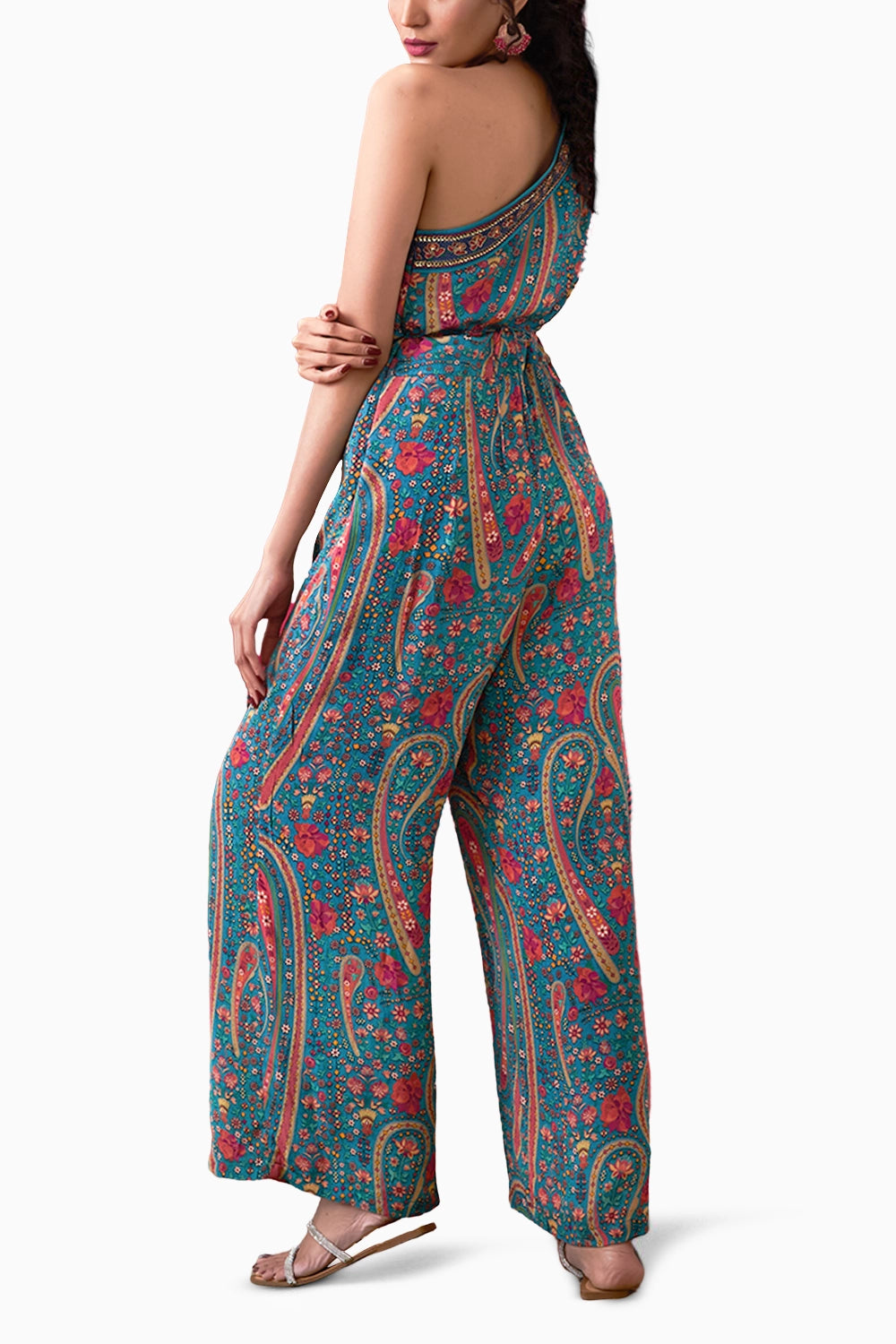 Qala Embellished One-Shoulder Jumpsuit