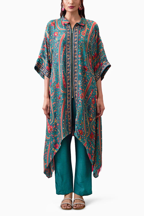 Qala Embroidered Asymmetric Kurta Set