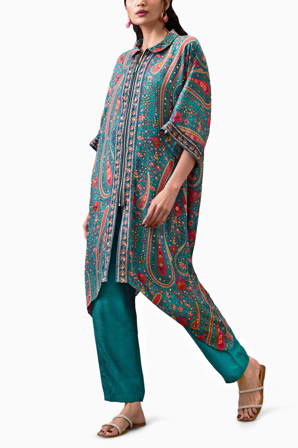 Qala Embroidered Asymmetric Kurta Set