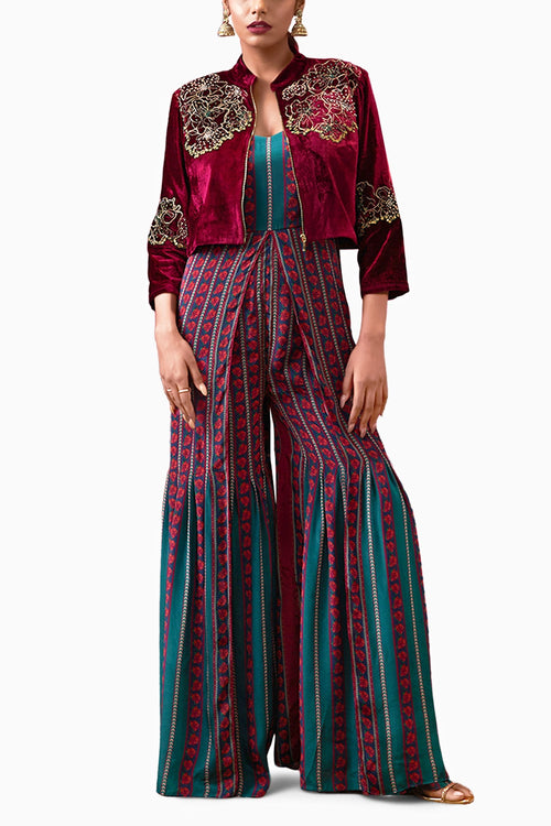 Qala Embroidered Jumpsuit With Jacket