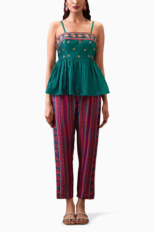 Qala Embellished Peplum Top With Pants