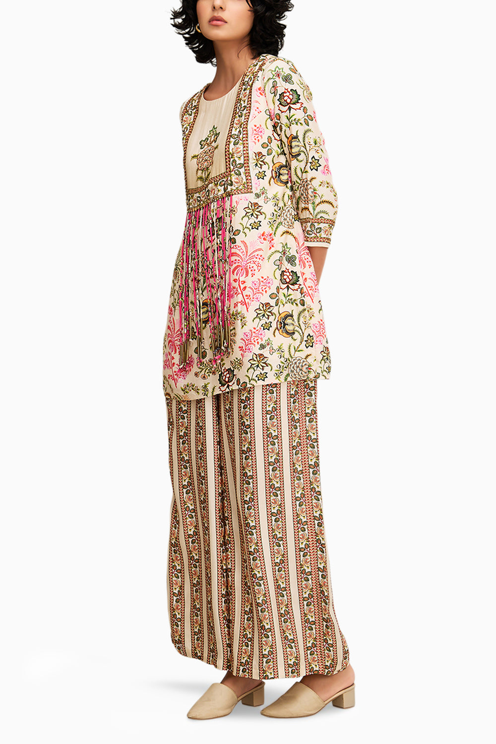 Beige Mehr Embellished Kurta Set