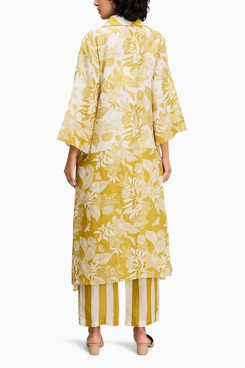 Yellow Ahyana Printed Co Ord Set With Jacket