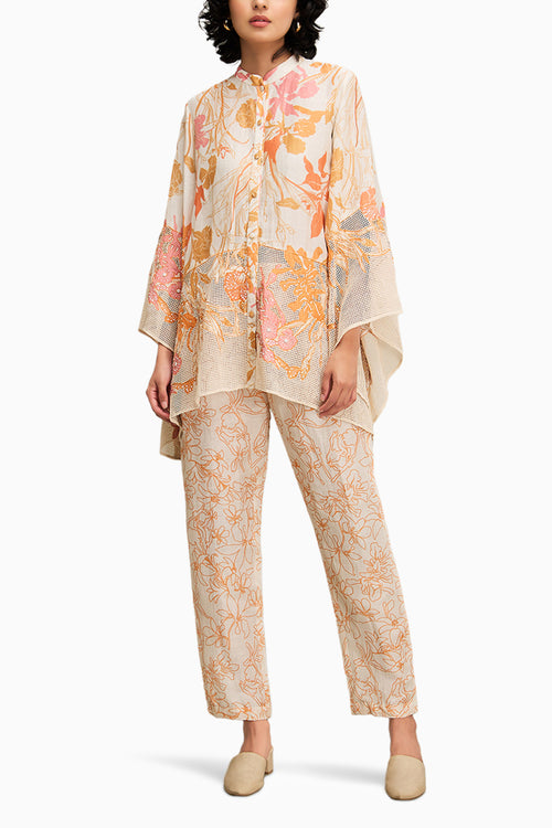 Off white Zinnia Applique Co Ord Set