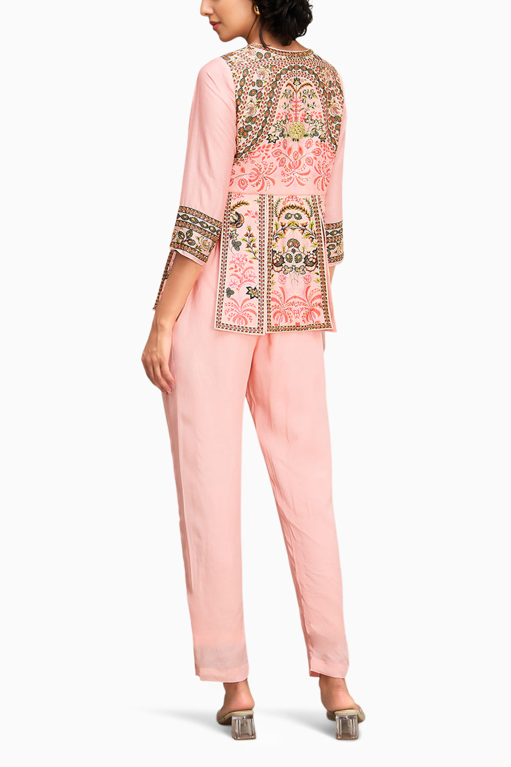 Mehr Embroidered Peplum Top With Pants