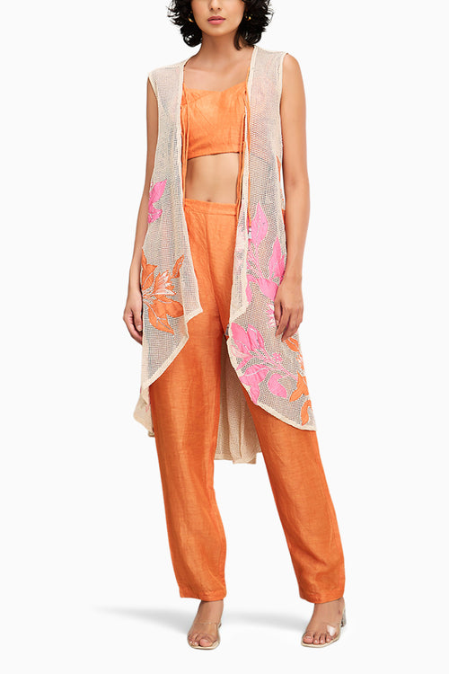 Zinnia Applique Co Ord Set With High Low Cape